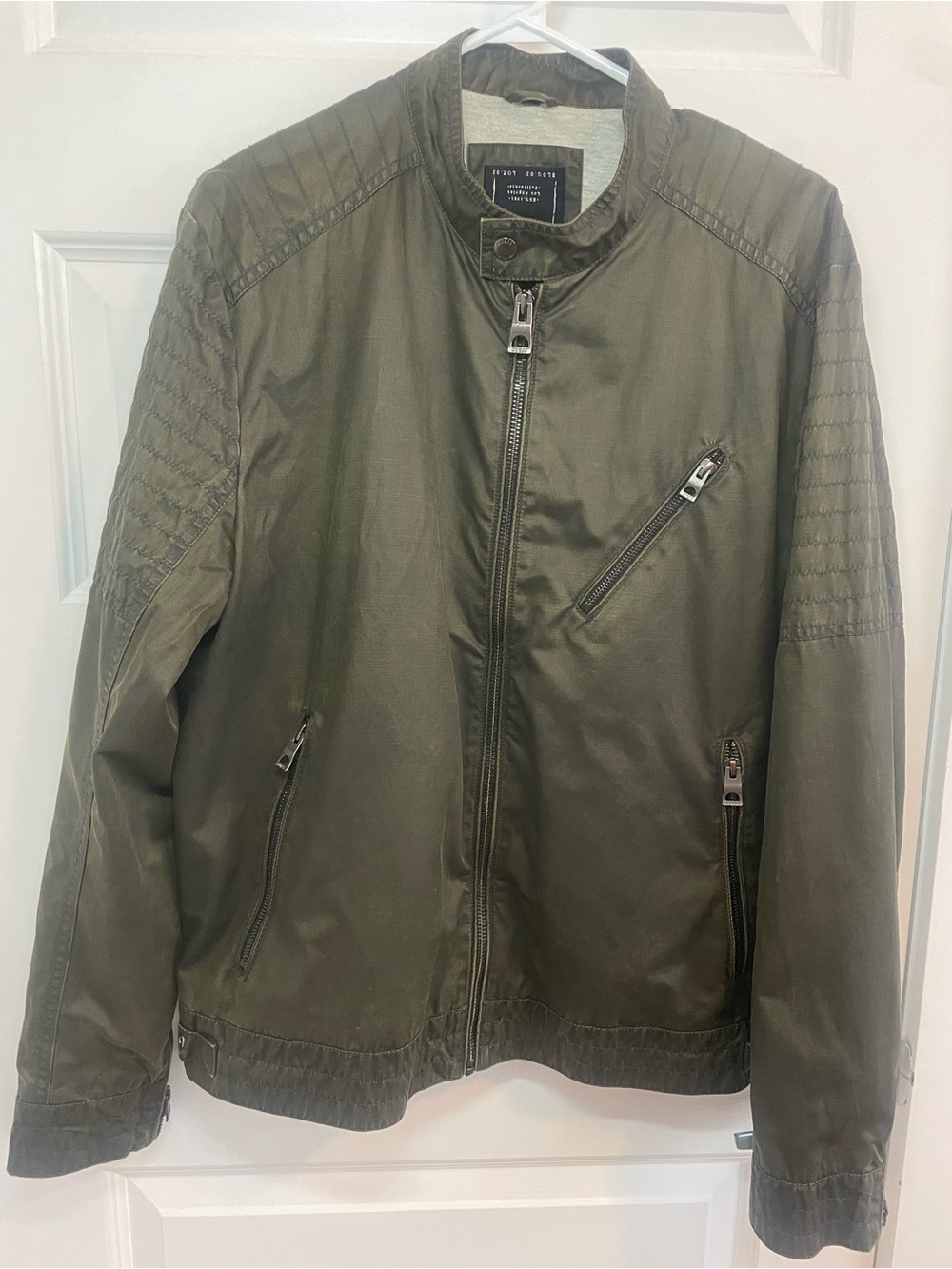Guess Olive Green Lightweight Zip-Front Jacket